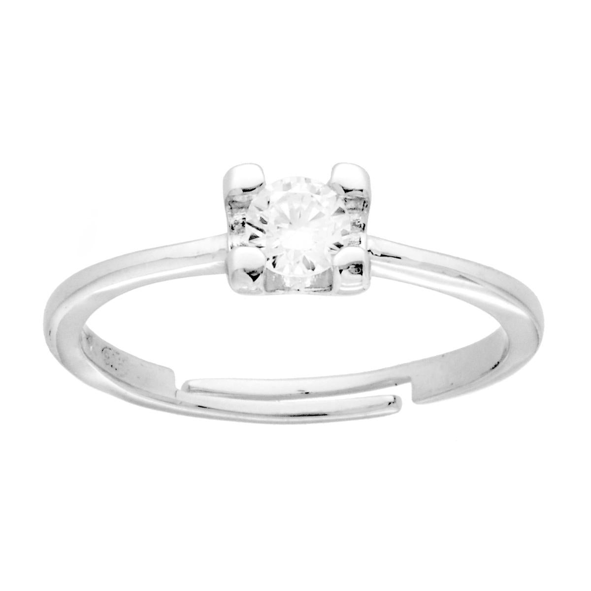 Solitärring mit weißem Cubic Zirconia, 4 mm, Silber 925, rhodiniert - MeinSchmuckShop