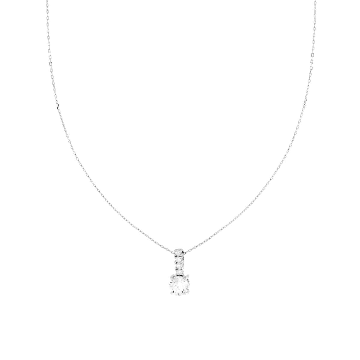Kette mit diamantierter Gliederkette, mit Lichtpunkt und weißen Cubic Zirconia, aus 925er Silber, rhodiniert - MeinSchmuckShop