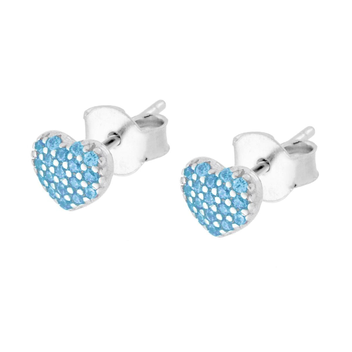 Herzohrringe mit Aquamarin-Cubic-Zirconia, Silber 925 rhodiniert - MeinSchmuckShop