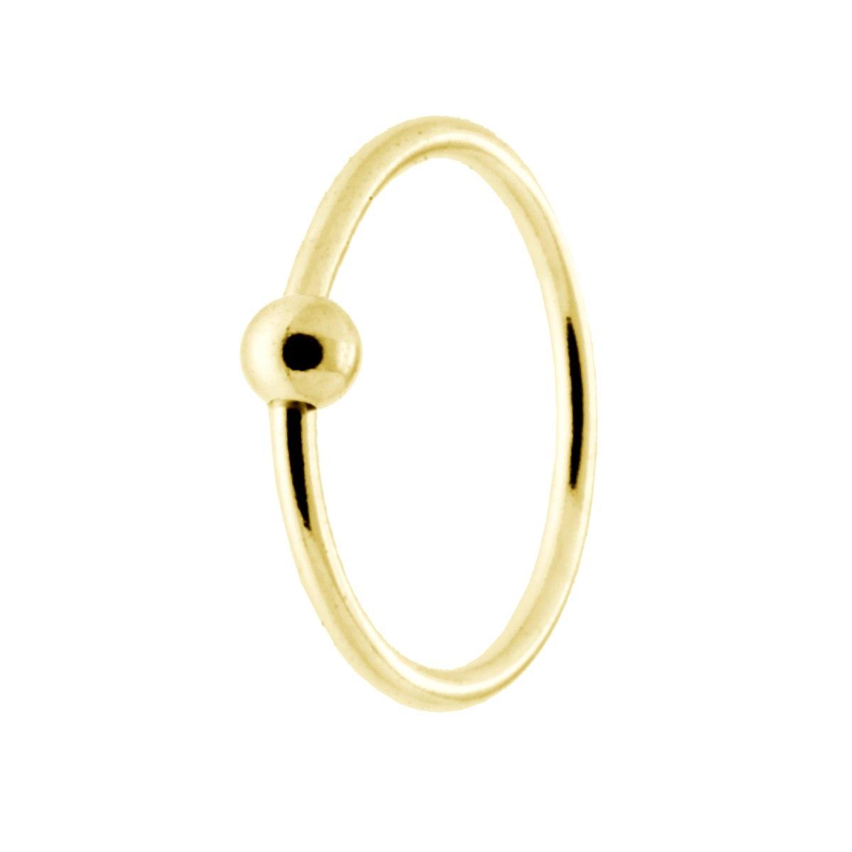 Nasenpiercing-Ring 10 mm mit Kugel aus Silber 925, goldgalvanisiert - MeinSchmuckShop