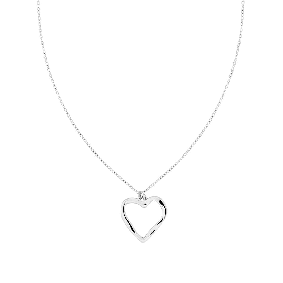 Kette mit facettierter Diamantierung und Herz aus Edelstahl - MeinSchmuckShop