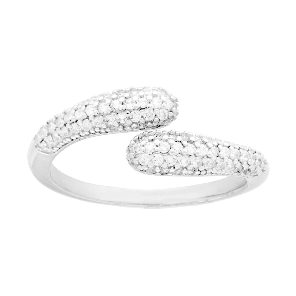 Ring Contrarie mit weißen Cubic-Zirkonia in Silber 925 galvanisch rhodiniert - MeinSchmuckShop