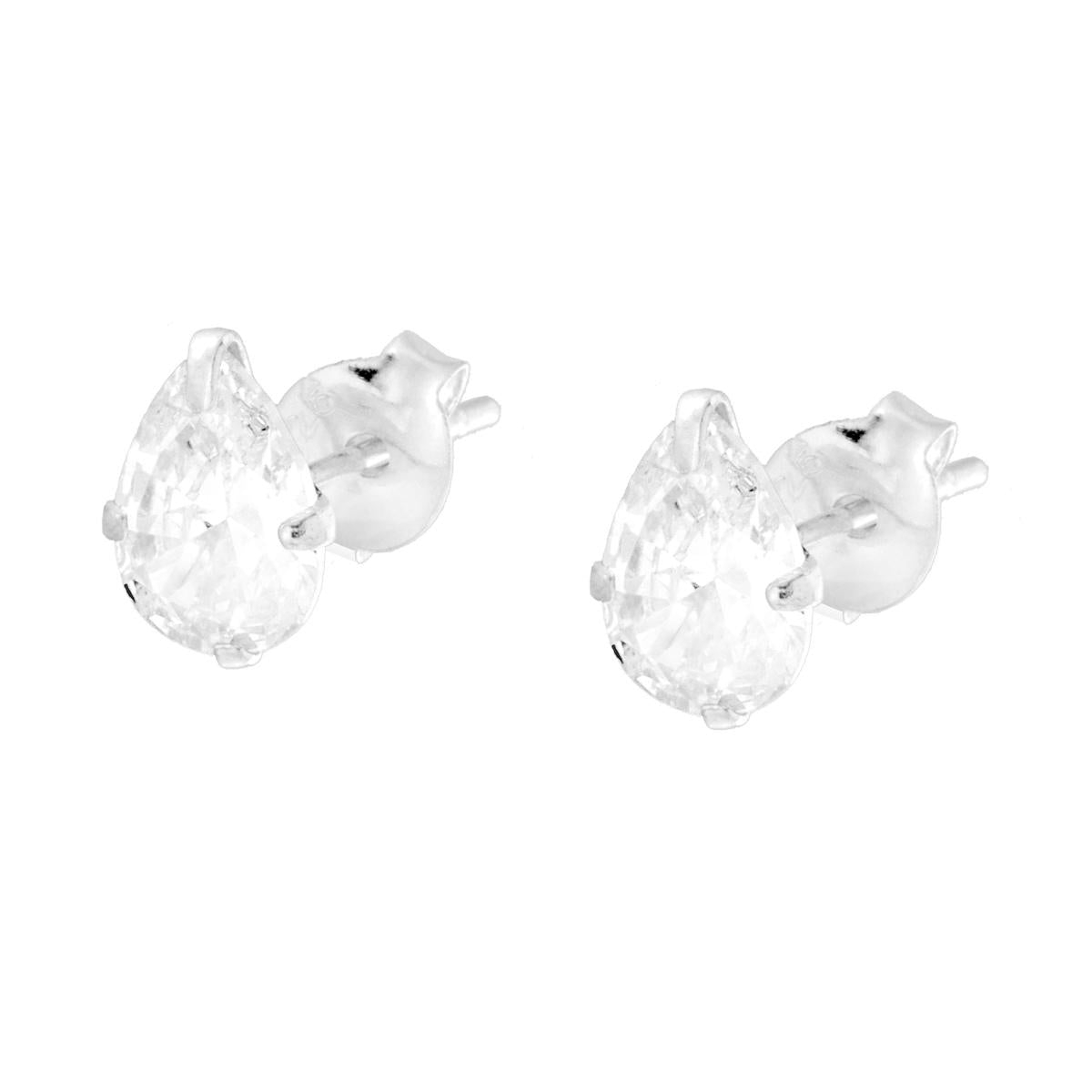 Ohrringe Punto Luce Tropfenform mit weißen Cubic Zirconia aus 925er Silber - MeinSchmuckShop