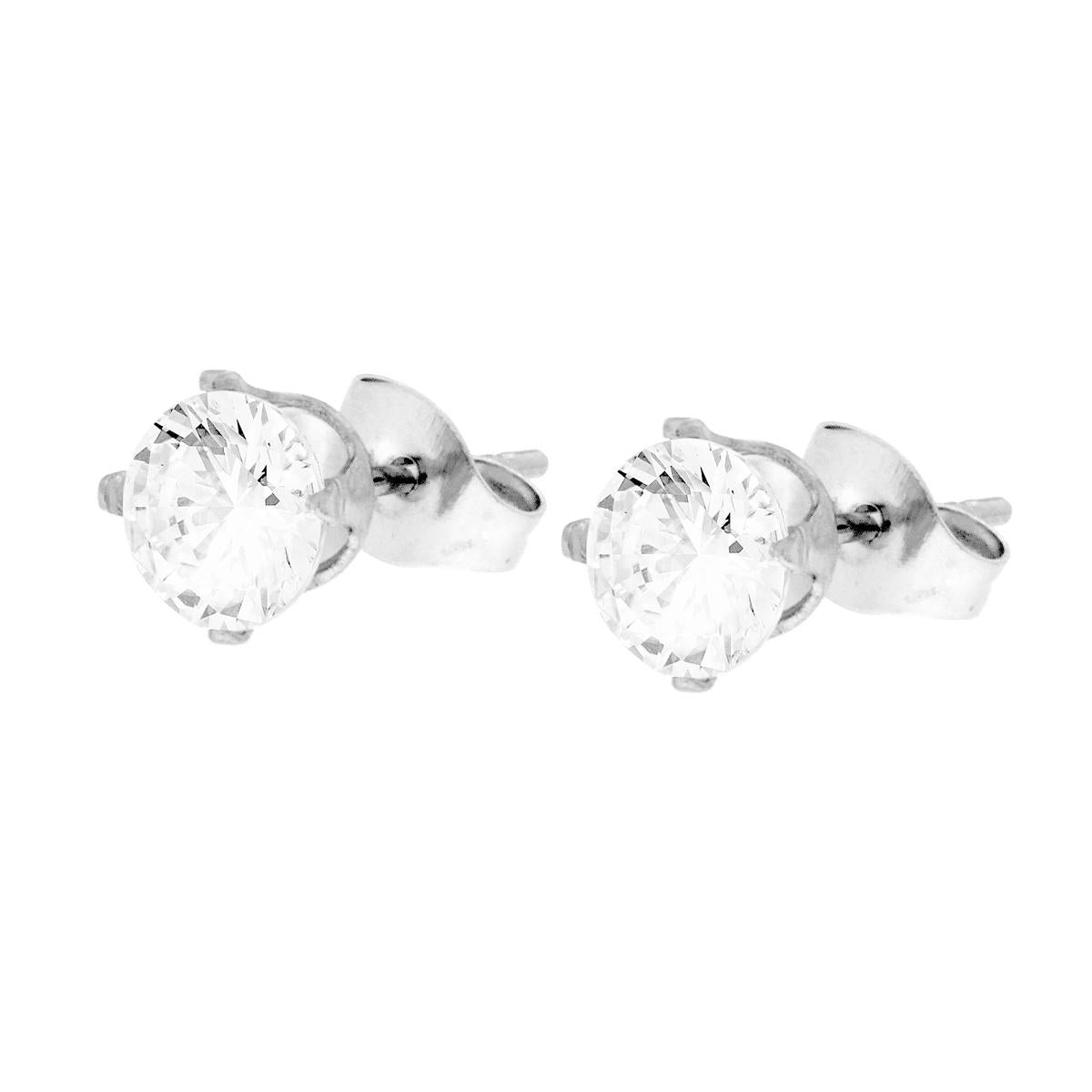 Ohrstecker Punto Luce Rund in Krappenfassung mit weißem Kristall 6 mm aus Edelstahl - MeinSchmuckShop