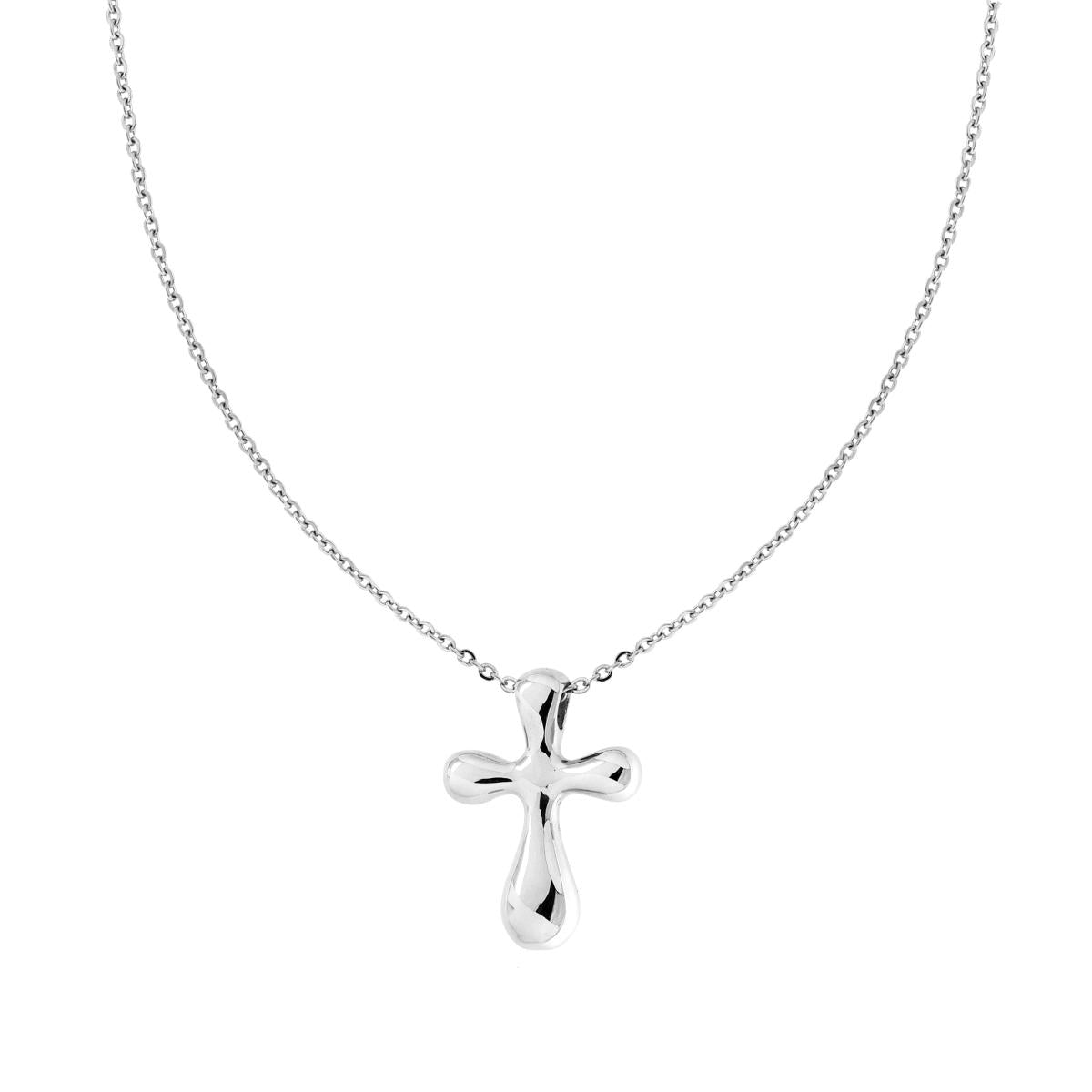 Kette mit Forzatina-Kette, diamantiert, mit Bubble-Kreuz aus Edelstahl - MeinSchmuckShop
