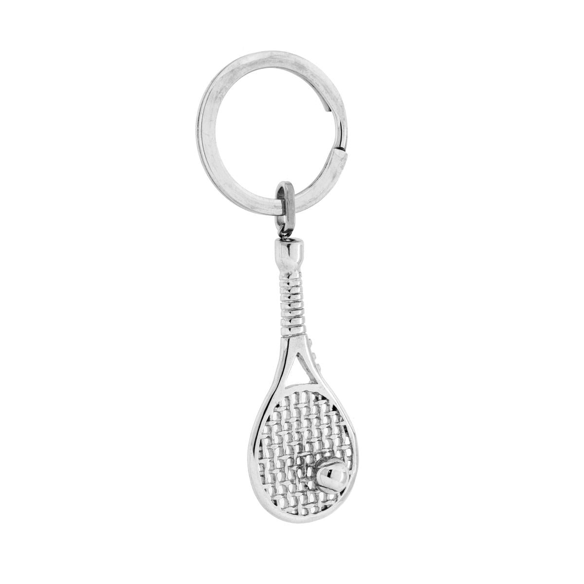 Schlüsselanhänger für Herren und Damen mit Ring und Tennisschläger aus Edelstahl - MeinSchmuckShop