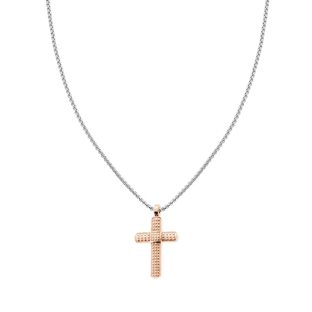 Runde Venezianerkette mit rosa Kreuz aus Edelstahl - MeinSchmuckShop
