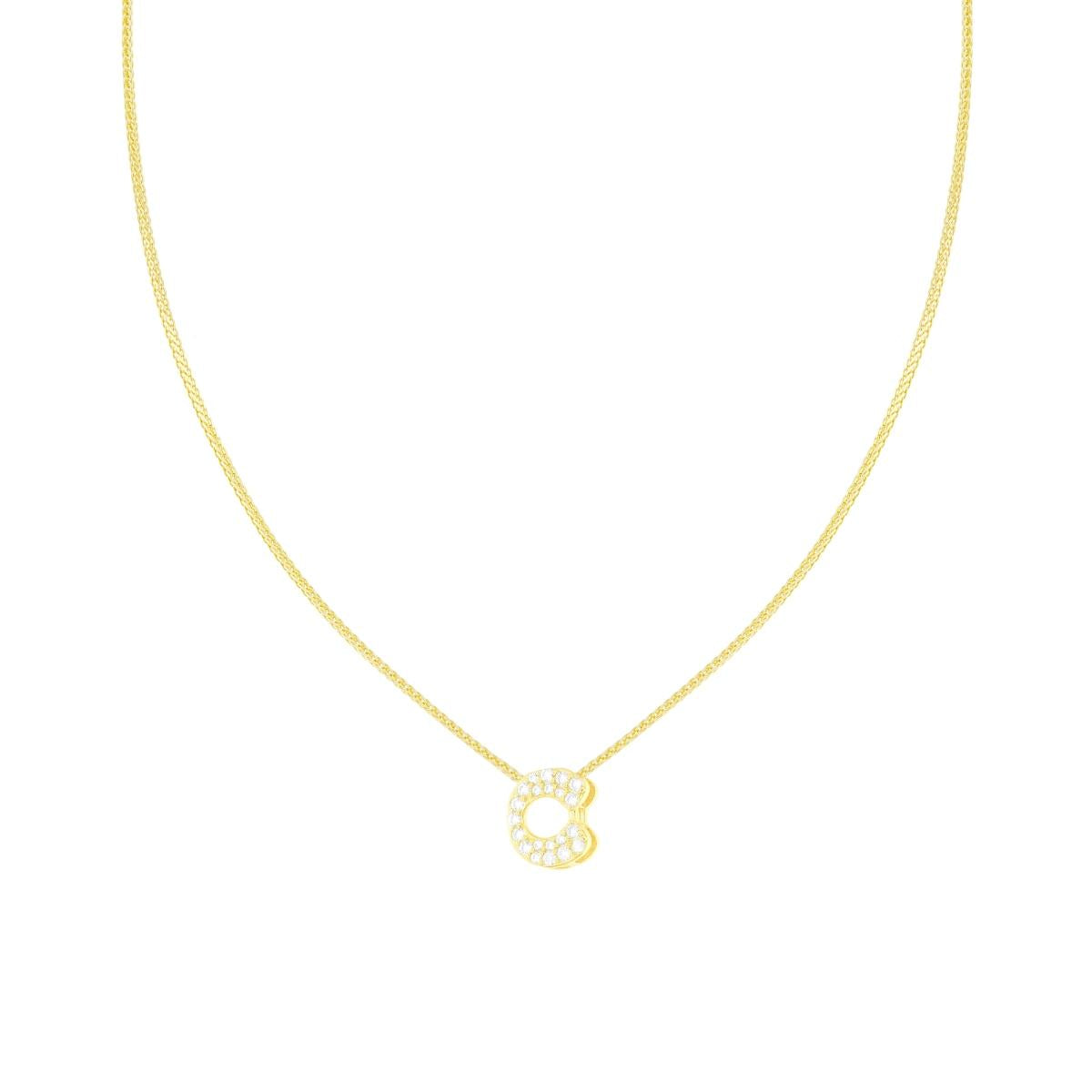 Kette mit diamantierter Spiga-Kette, Initialbuchstabe C, weiße Cubic Zirconia, Silber 925, goldgalvanisiert - MeinSchmuckShop