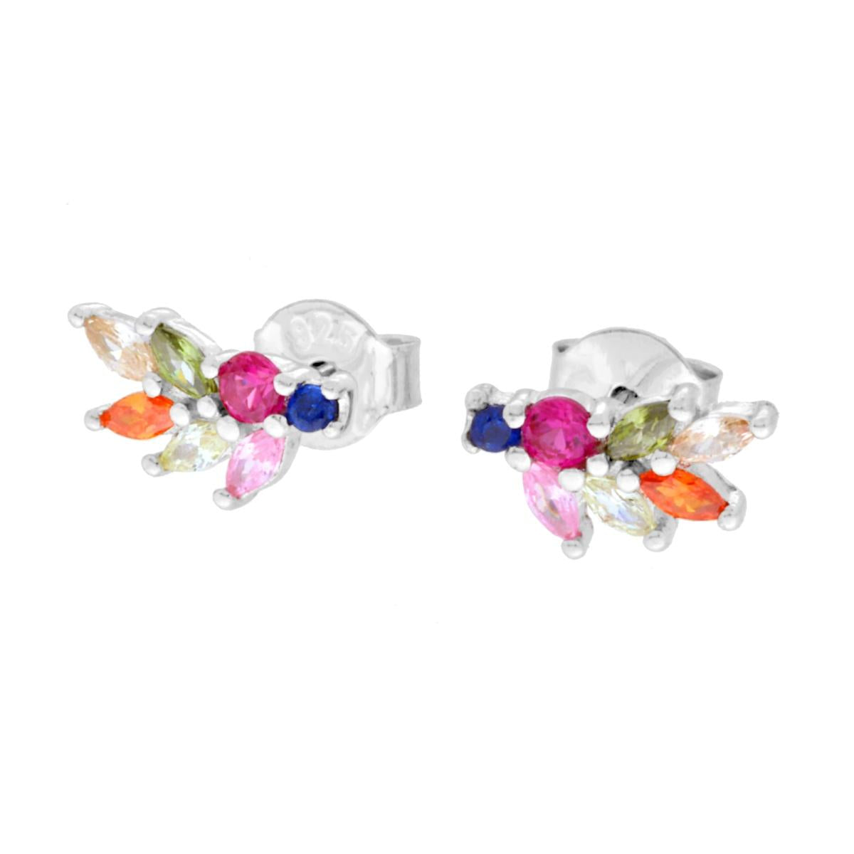 Ohrringe Spiga mit Multicolor-Cubic-Zirconia in 925er Silber, rhodiniert - MeinSchmuckShop