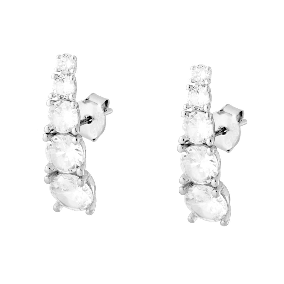 Tennis-Ohrstecker degradé mit weißen Cubic Zirconia aus 925er Silber, rhodiniert - MeinSchmuckShop