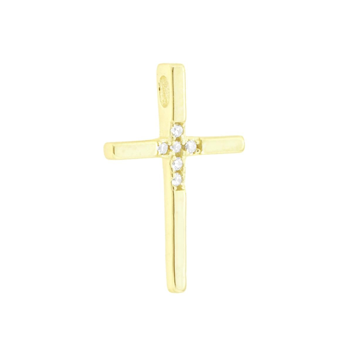 Kreuzanhänger mit weißen Cubic Zirconia, Silber 925, galvanisch vergoldet - MeinSchmuckShop