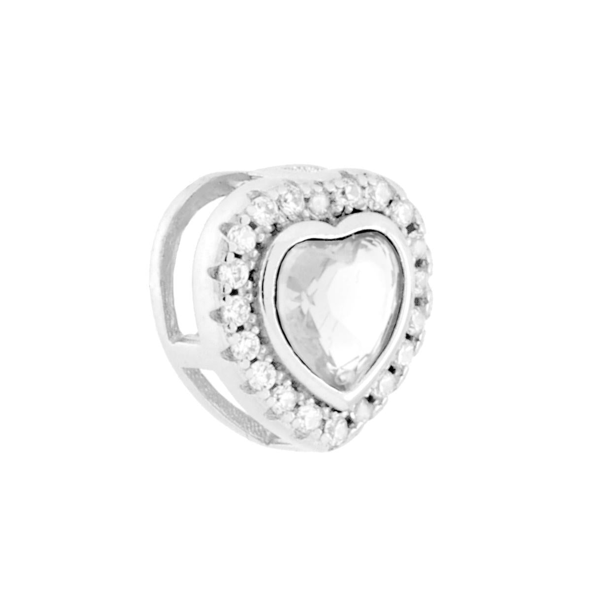 Herzanhänger, von weißen Cubic Zirconia umrandet, aus 925er Silber, rhodiniert. - MeinSchmuckShop