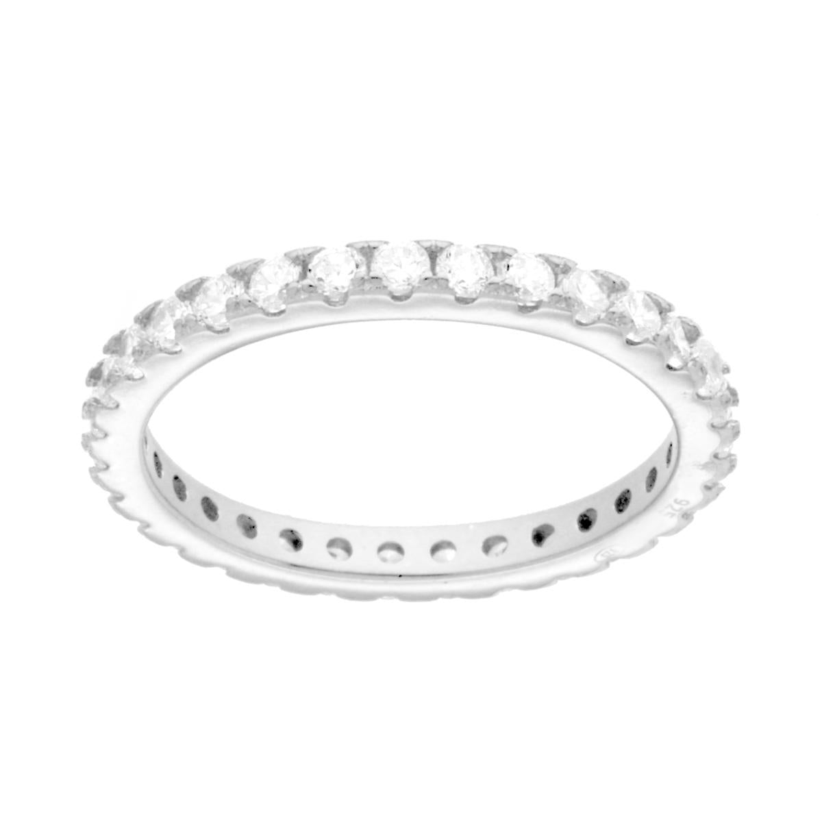 Eternity-Veretta-Ring rund mit weißen Cubic Zirconia, 2 mm, aus 925er Silber rhodiniert - MeinSchmuckShop