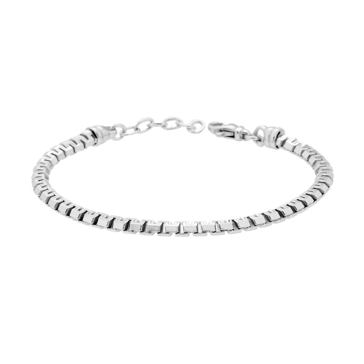 Armband Venezianische Kette Diamantierte Schiacciata aus 925er Silber, rhodiniert - MeinSchmuckShop