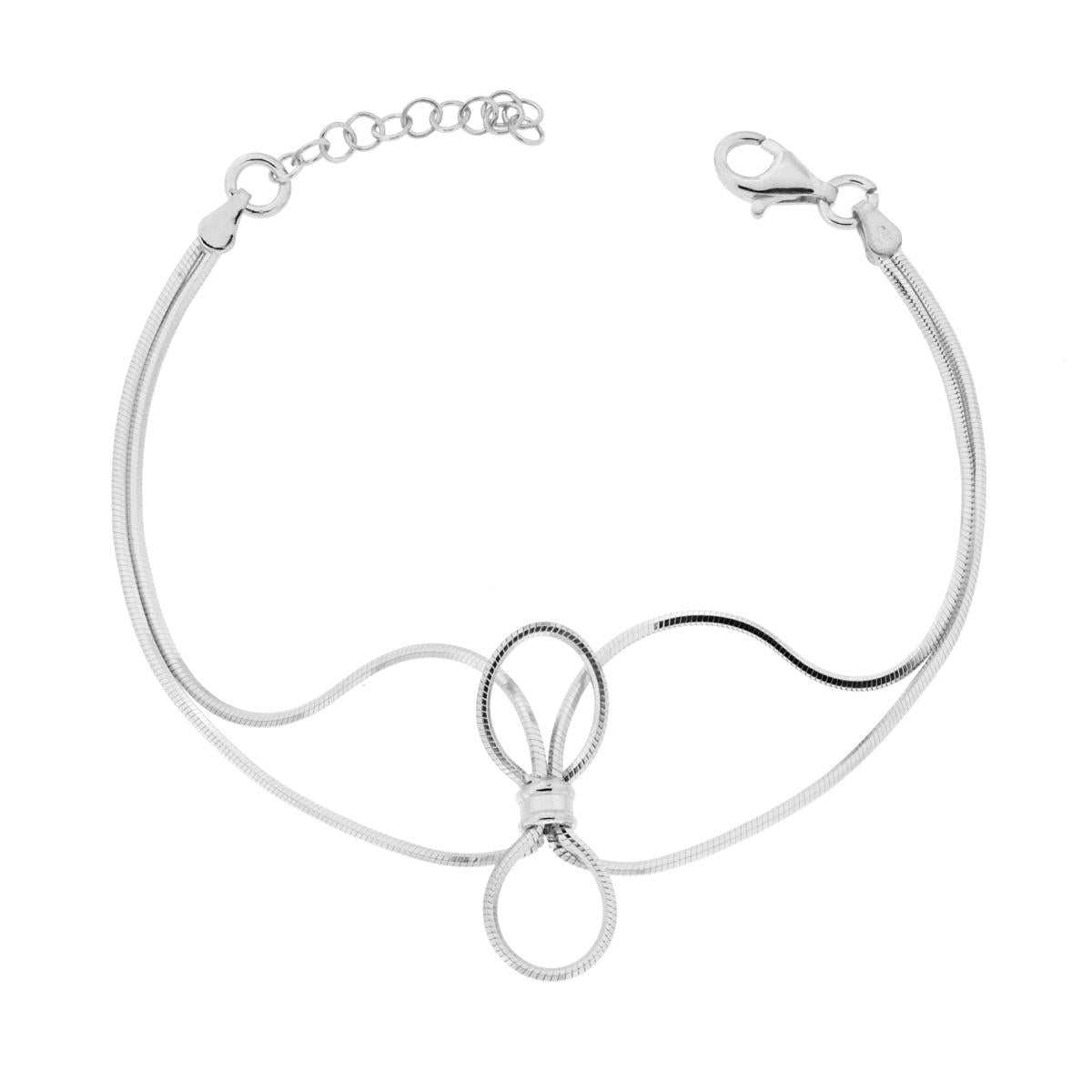 Armband aus zwei Strängen Mäusezahnkette mit Schleife, Silber 925 galvanisch rhodiniert - MeinSchmuckShop