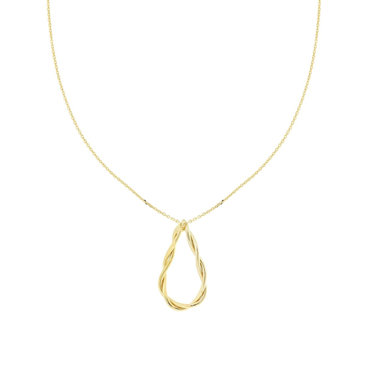 Halskette Forzatina diamantiert mit doppelter Tropfenanhänger, geflochtener Draht aus 925er Silber, galvanisch Gold - MeinSchmuckShop