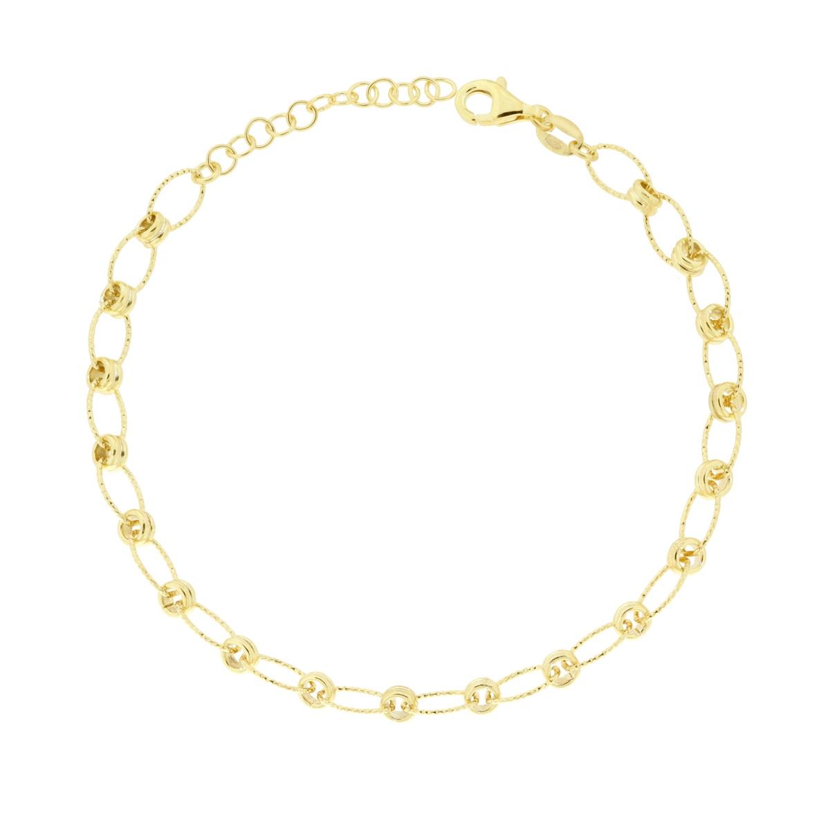 Ovales Diamant-Kettenarmband aus 925er Silber mit Goldgalvanisierung - MeinSchmuckShop