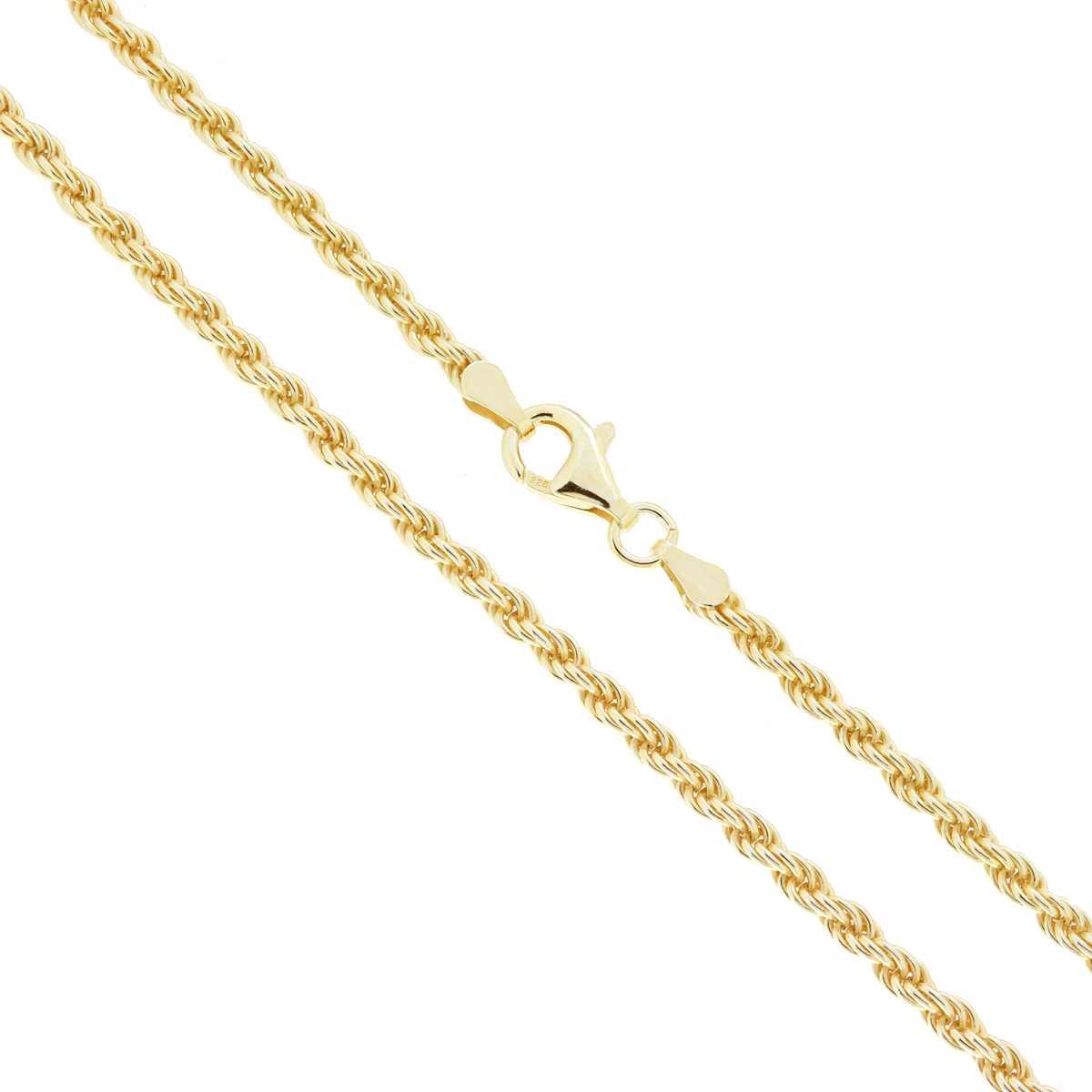 Kette Cord 060, Querschnitt 3 mm, Länge 50 cm, Silber 925, Gold galvanisch - MeinSchmuckShop
