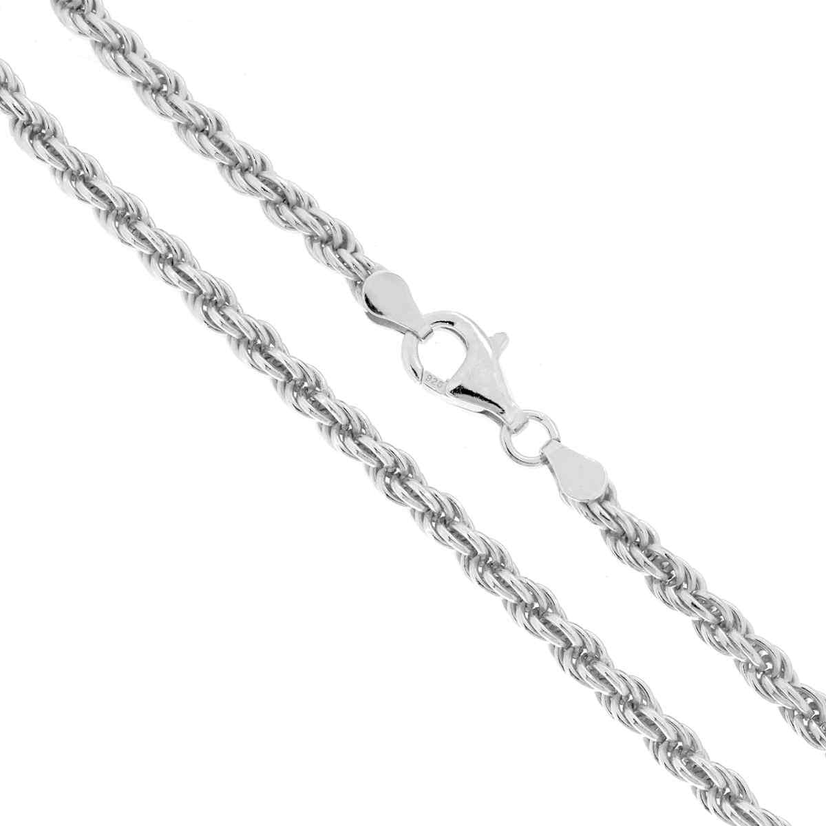 Kette Corda 080, Querschnitt 4 mm, Länge 50 cm, Silber 925, galvanisch rhodiniert Rhodium - MeinSchmuckShop