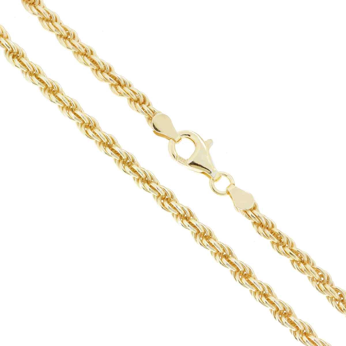 Kette Seil 080 Querschnitt 4 mm, Länge 50 cm, in Silber 925, galvanisch Gold - MeinSchmuckShop