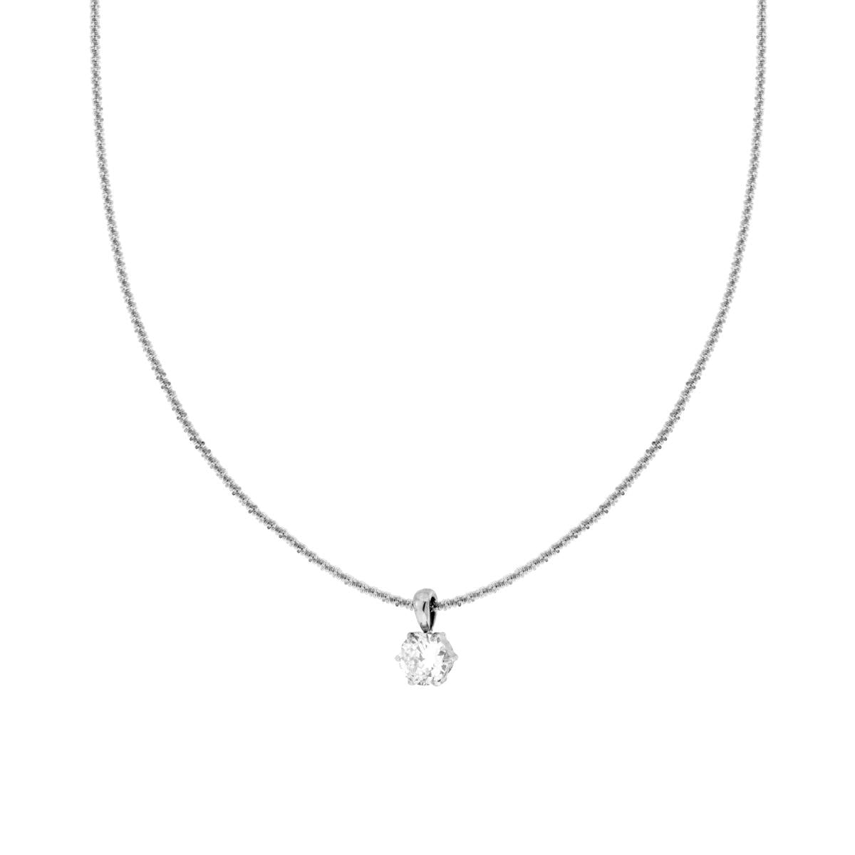 Kette mit Diskus-Anhänger, Lichtpunkt Kristall Weiß, 8 mm, Edelstahl - MeinSchmuckShop