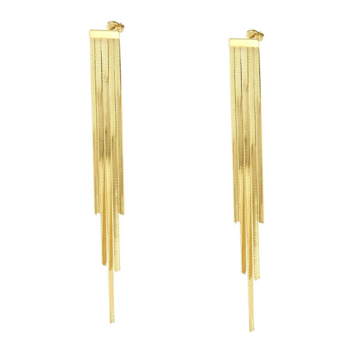 Lange Ohrringe mit Multifilo-Kette Magik, mit Bar aus Edelstahl in Goldfarbe - MeinSchmuckShop