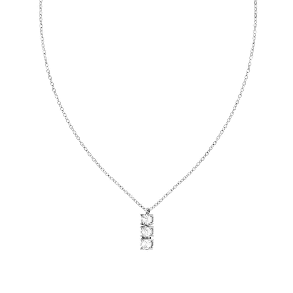 Halskette Forzatina-Kette mit Trilogy und Crystal Weiß aus Edelstahl - MeinSchmuckShop