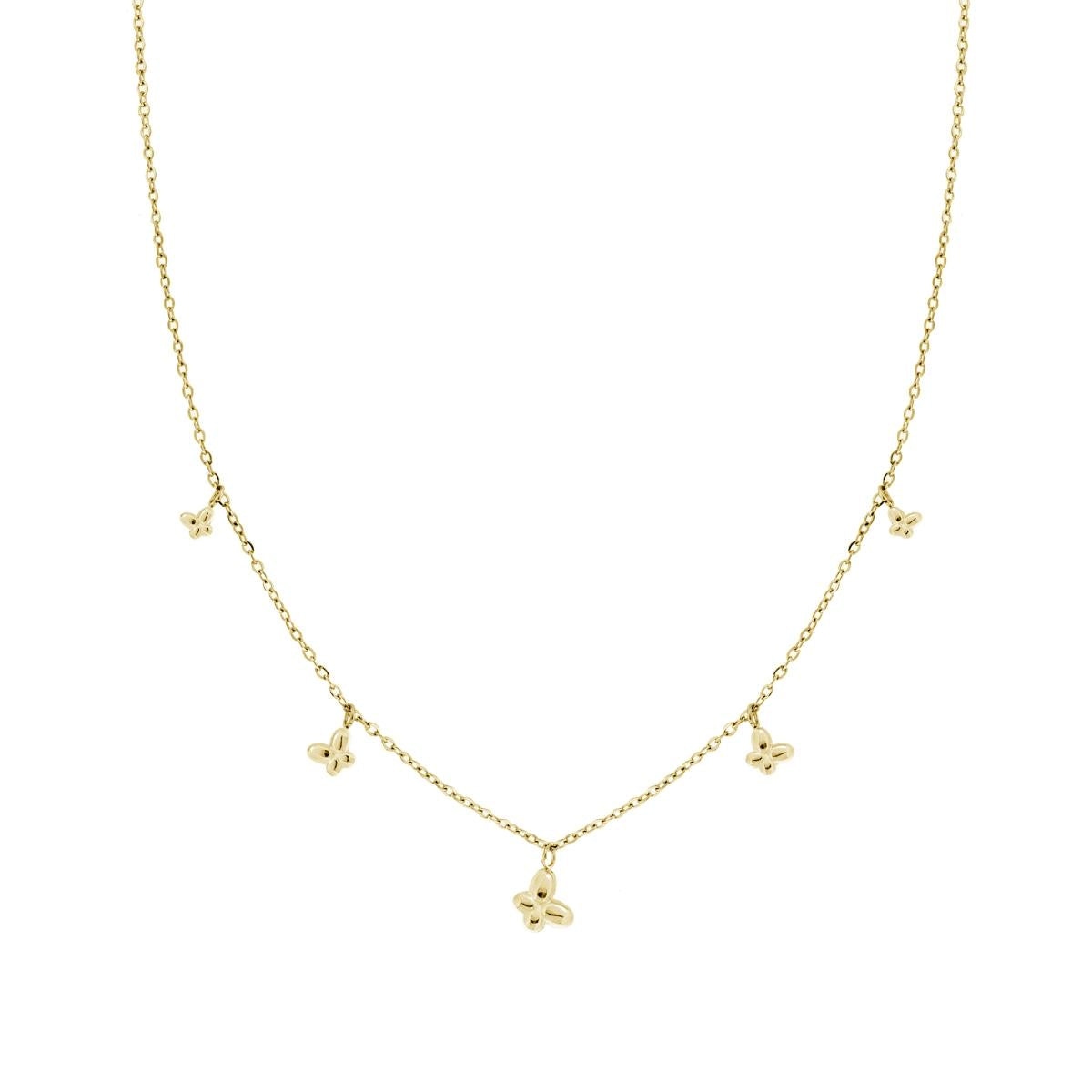 Kette aus Forzatina-Kette mit Schmetterlingsanhängern aus Edelstahl in Goldfarbe - MeinSchmuckShop