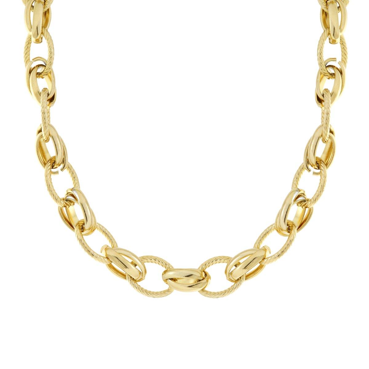 Halskette Kette Forzatina Multimaglia Torchon aus Edelstahl in Goldfarbe - MeinSchmuckShop