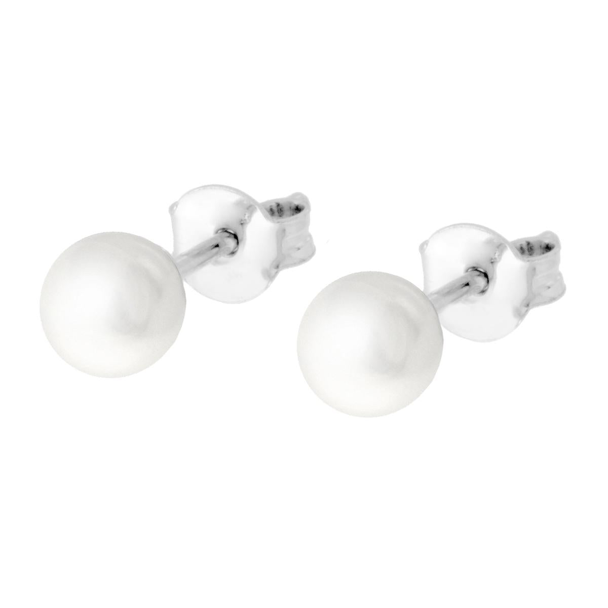 Ohrringe Weiße Perle 6 mm in Edelstahl - MeinSchmuckShop