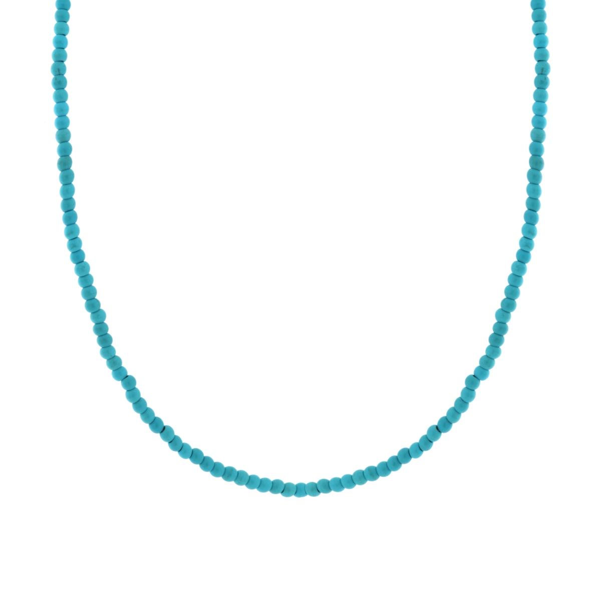 Perlenkette mit Faden, 3 mm, Farbe Türkis, aus Edelstahl - MeinSchmuckShop