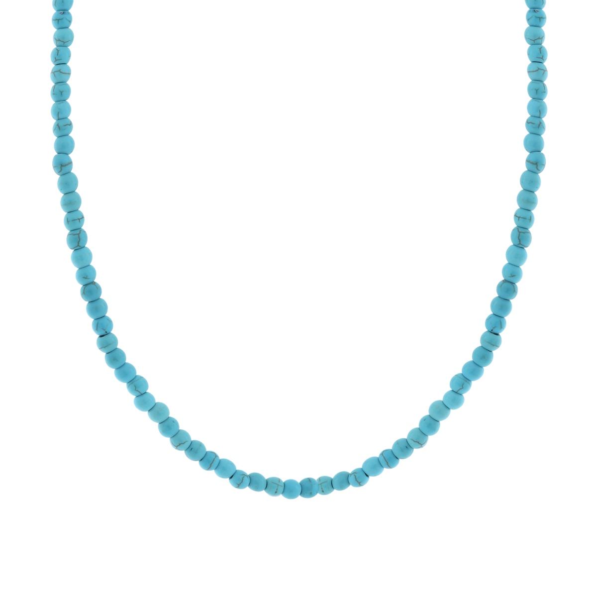 Perlenkette, 4 mm, Türkis, Edelstahl - MeinSchmuckShop