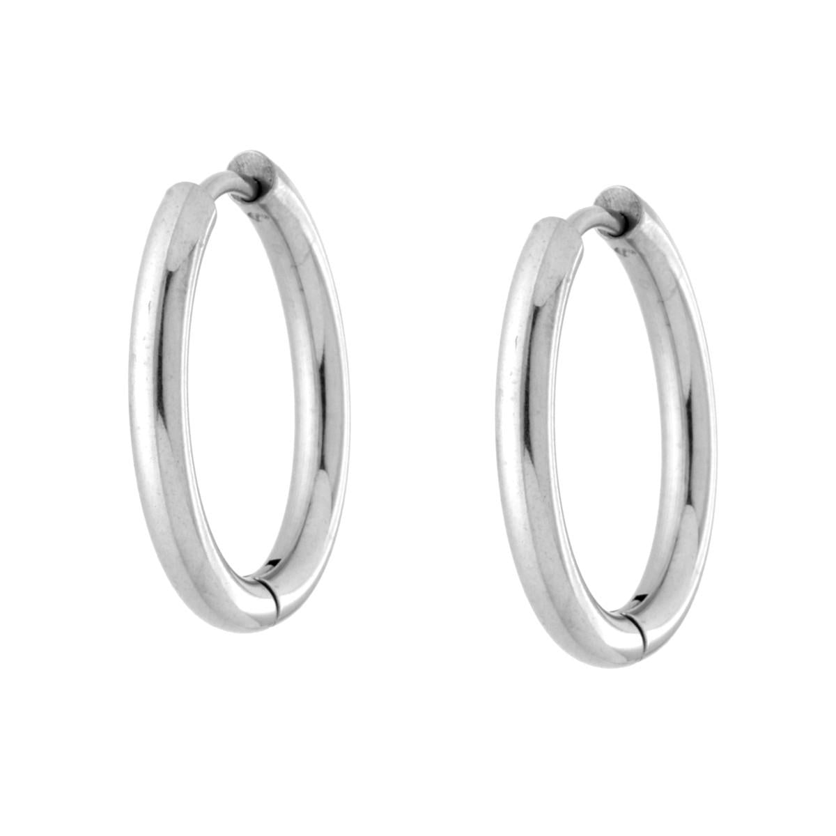 Ohrringe: Kreisohrringe mit Schnappverschluss, 21 mm, aus Edelstahl - MeinSchmuckShop