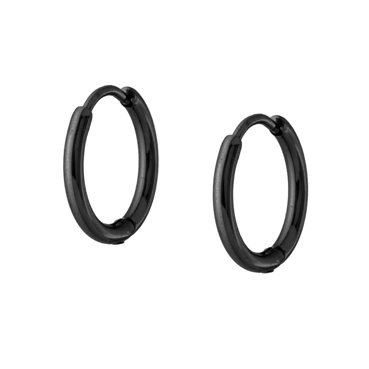 Ohrstecker Kreis mit Schnappverschluss 11 mm aus Edelstahl Farbe Schwarz - MeinSchmuckShop