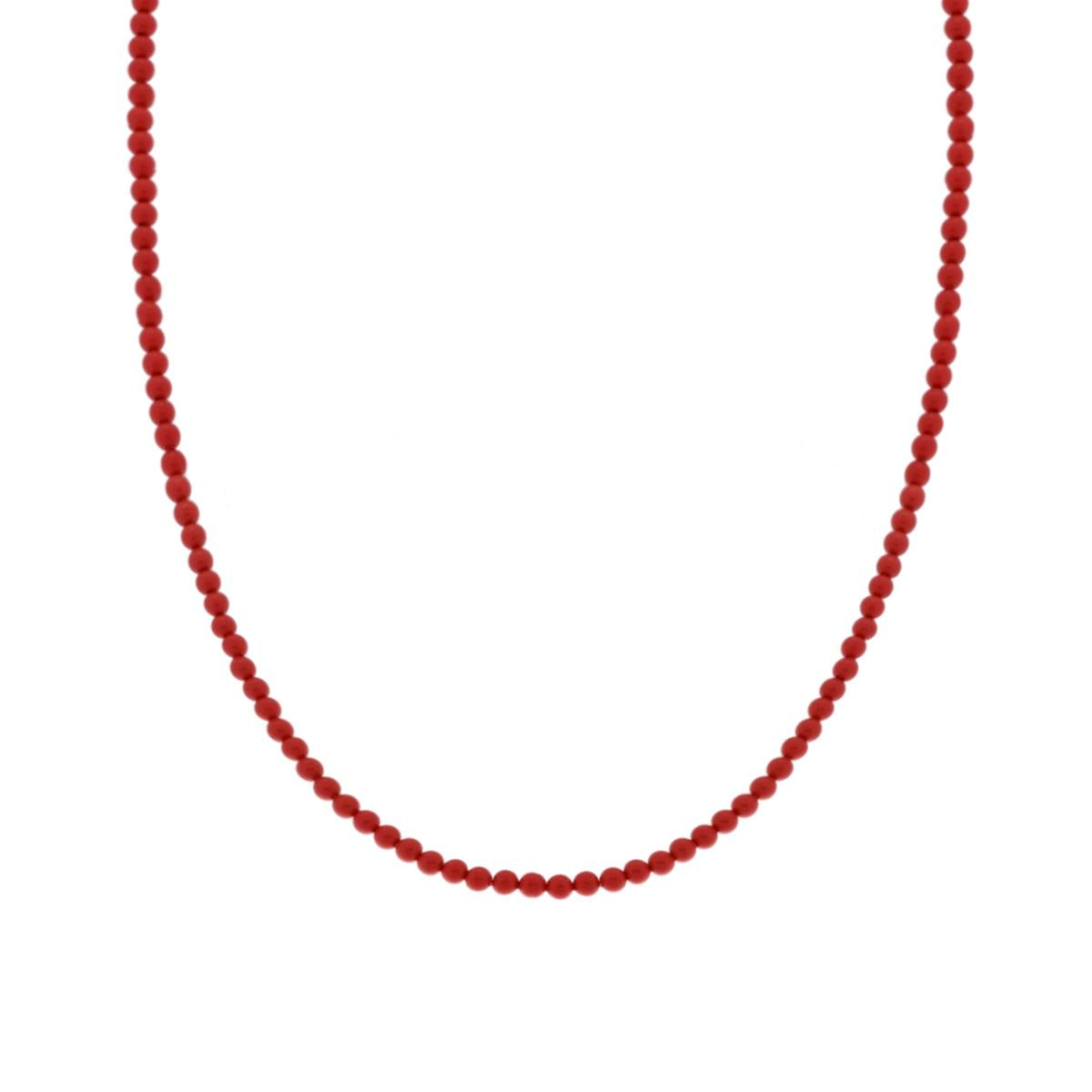 Kette aus Perlenfaden, 3 mm, Korallenrot, aus Edelstahl - MeinSchmuckShop