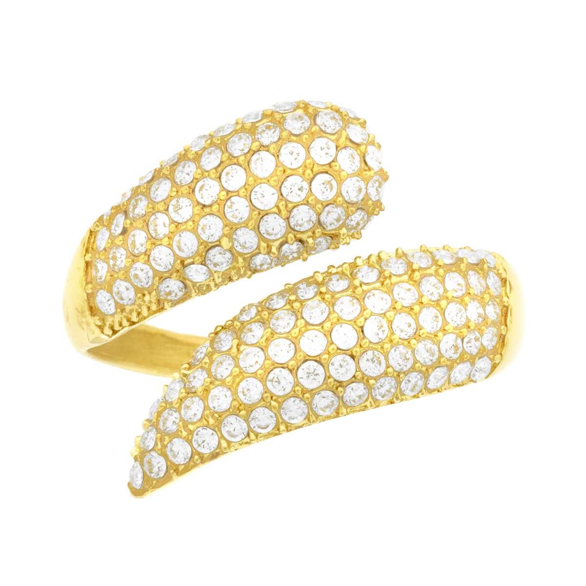Chunky-Ring Contrarie Umarmung mit weißen Kristallen aus Edelstahl goldfarben - MeinSchmuckShop
