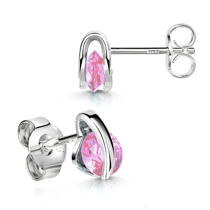 Ohrstecker mit Zirkonia Ø 5mm rosé Silber 925/000 - MeinSchmuckShop