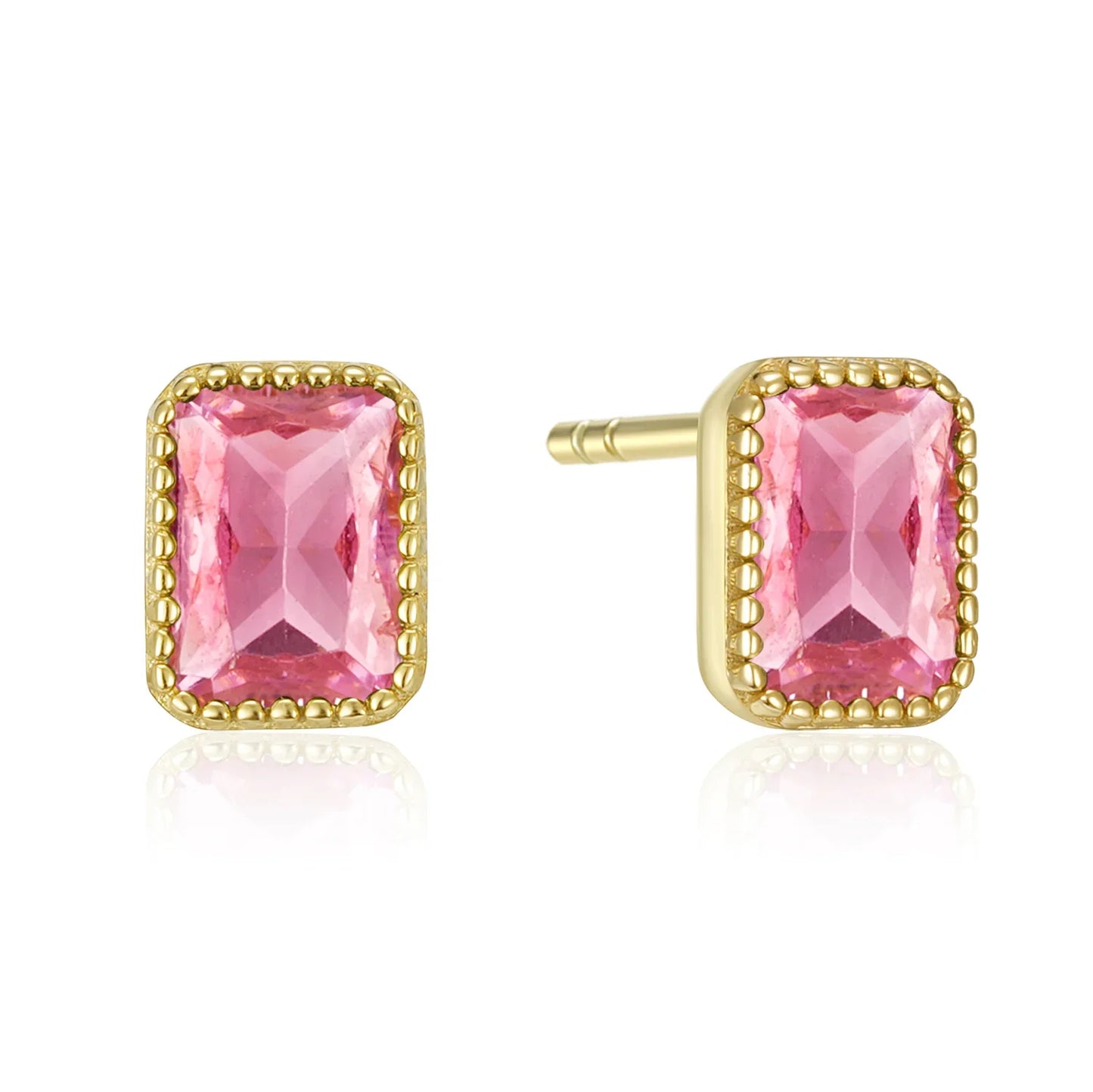Ohrstecker mit Zirkonia pink Silber 925/000 vergoldet - MeinSchmuckShop