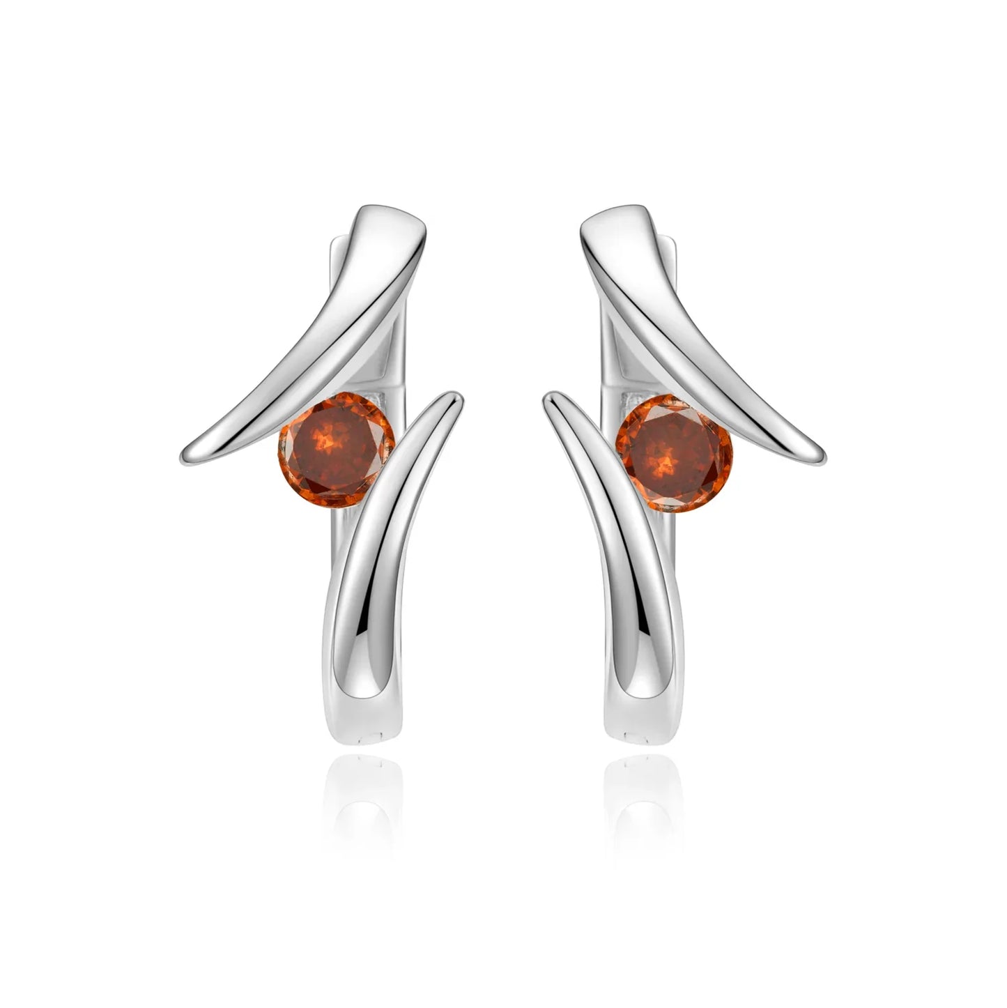 Klappcreolen 13mm mit Zirkonia rot Silber 925/000 - MeinSchmuckShop