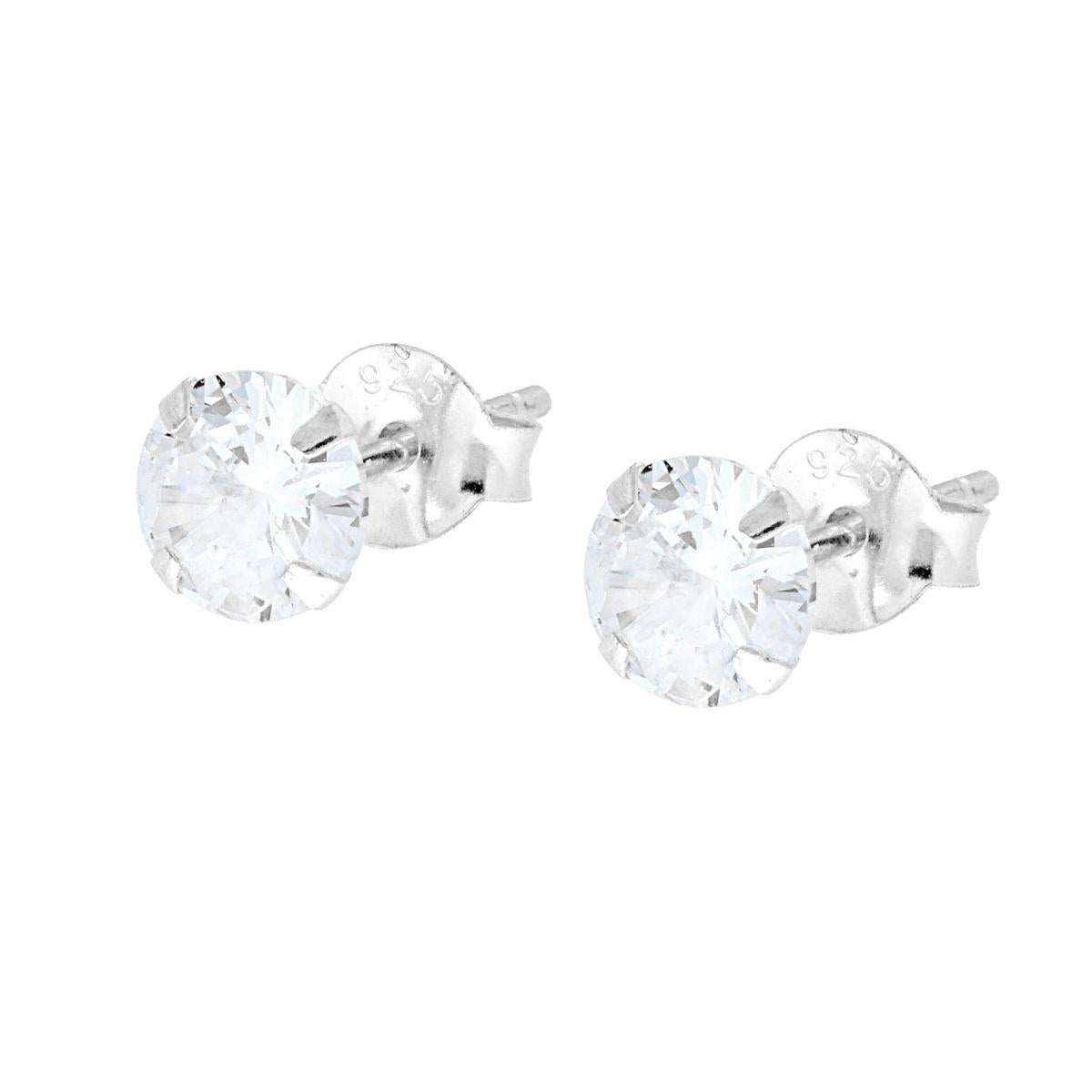 Ohrstecker mit rundem Lichtpunkt in Krappenfassung, mit weißem Zirkon aus 925er Silber - MeinSchmuckShop