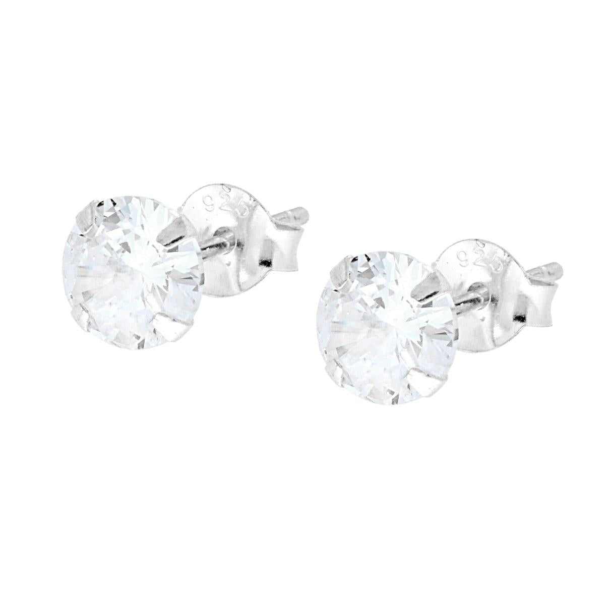 Ohrstecker Punto Luce Rund 6 mm mit weißem Zirkon in Silber 925 - MeinSchmuckShop