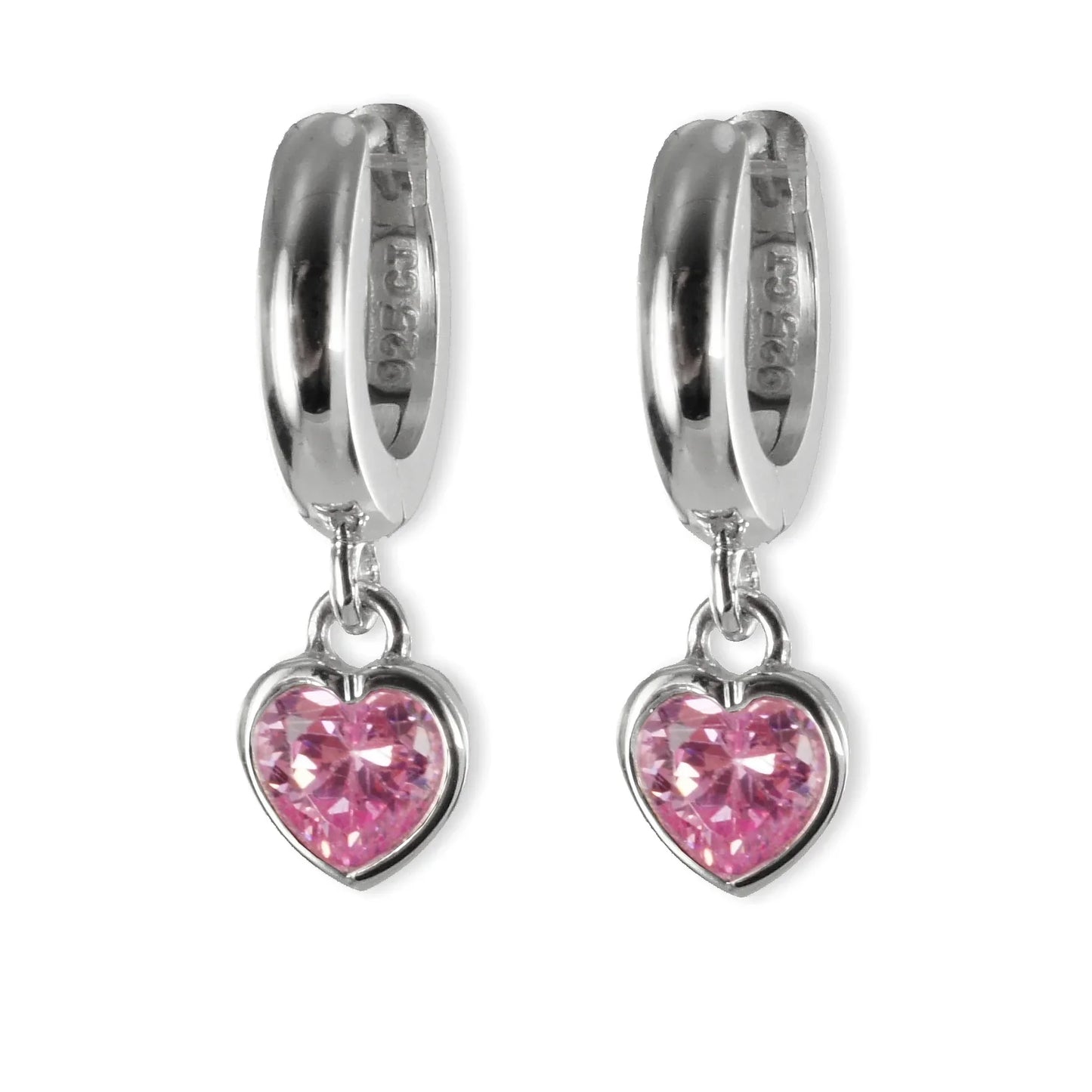 Klappcreolen Herz mit Zirkonia rosé - Silber 925/000 - MeinSchmuckShop