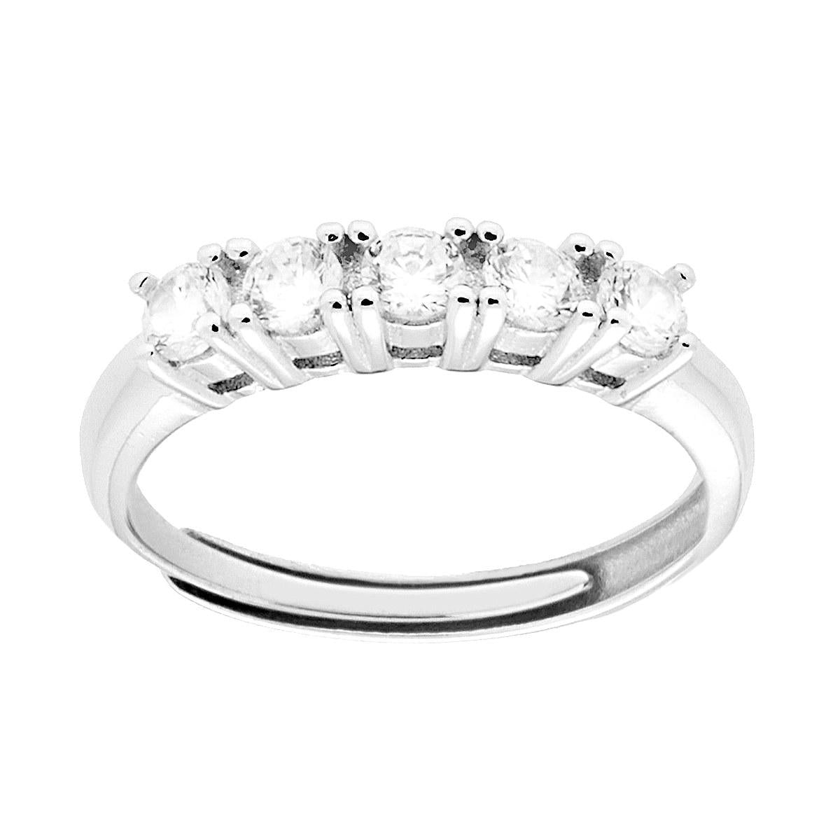 Veretta-Ring mit weißen Cubic Zirconia, 2,5 mm, aus Silber 925, rhodiniert. - MeinSchmuckShop