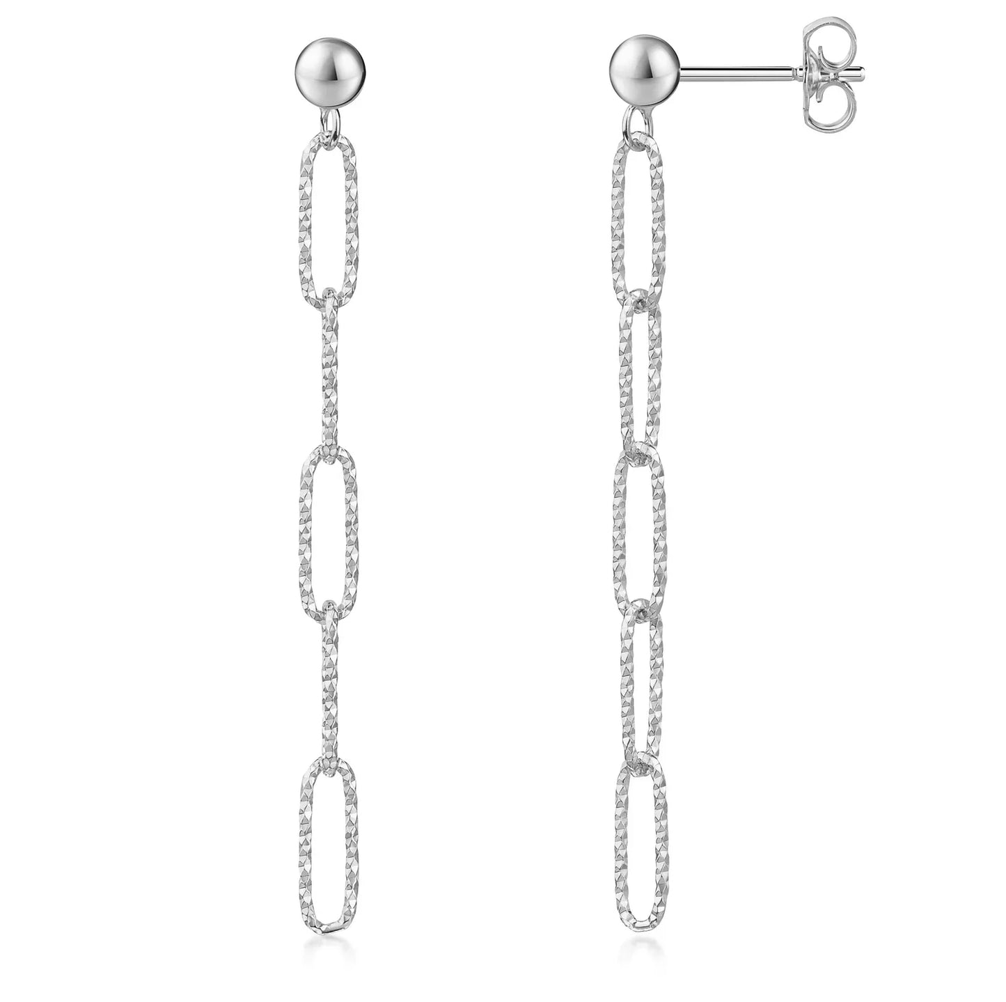 Ohrstecker mit 5 Glieder diamantiert Silber 925/000 - MeinSchmuckShop