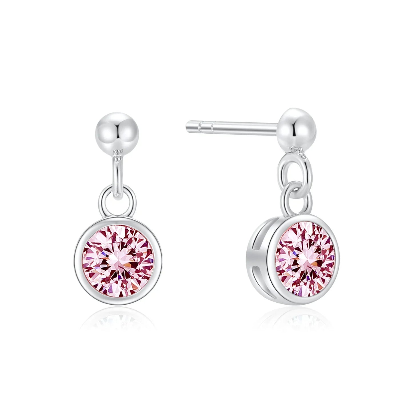 Ohrstecker mit Zirkonia pink 5mm Silber 925/000 rhodiniert - MeinSchmuckShop