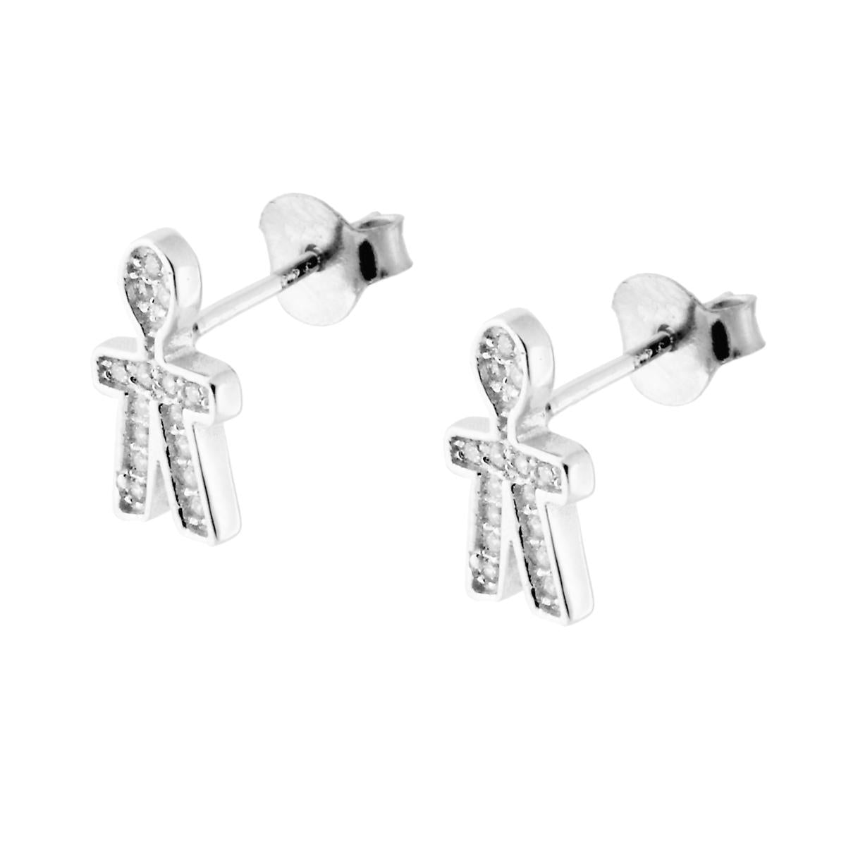 Kinderohrstecker mit weißen Zirkonia aus 925er Silber, rhodiniert galvanisch - MeinSchmuckShop