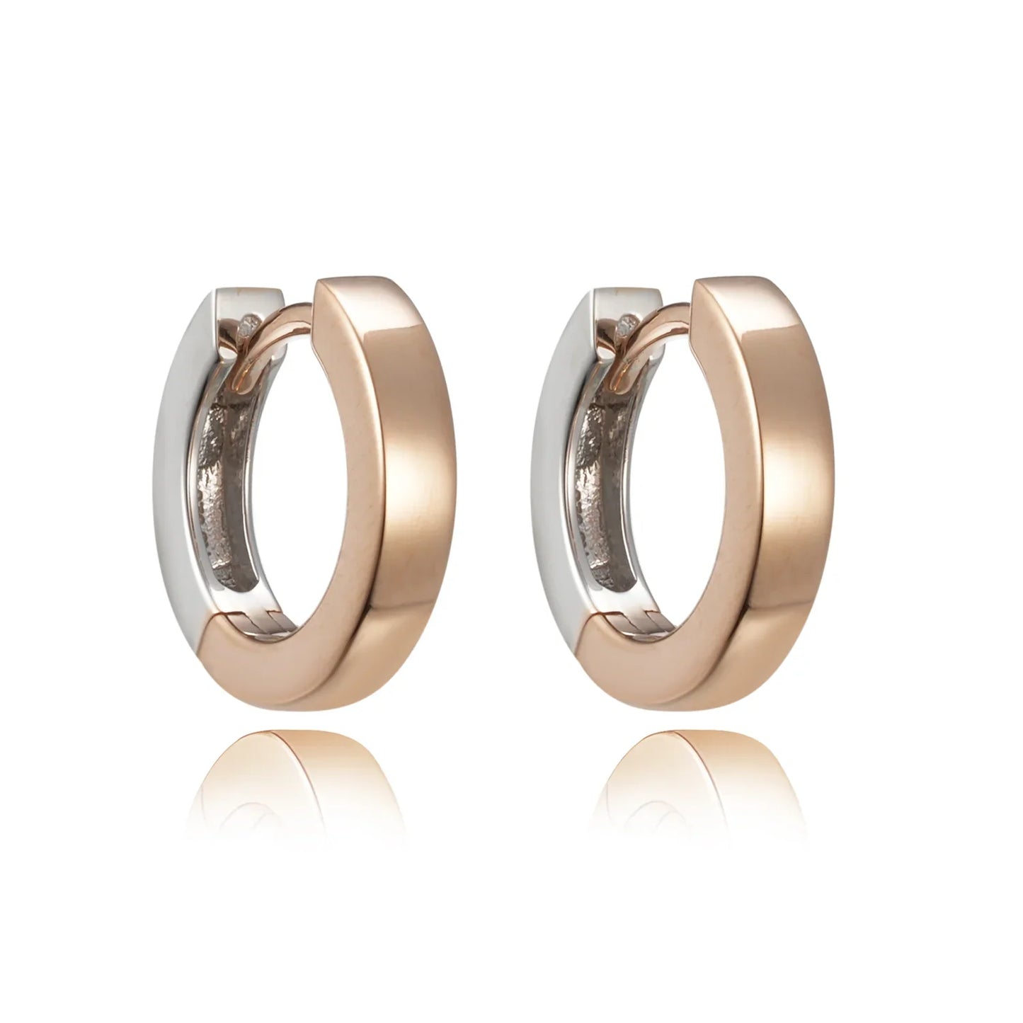 Klappcreolen 12.5/2.3mm Bicolor Silber 925/000 rosé vergoldet/rhodiniert - MeinSchmuckShop