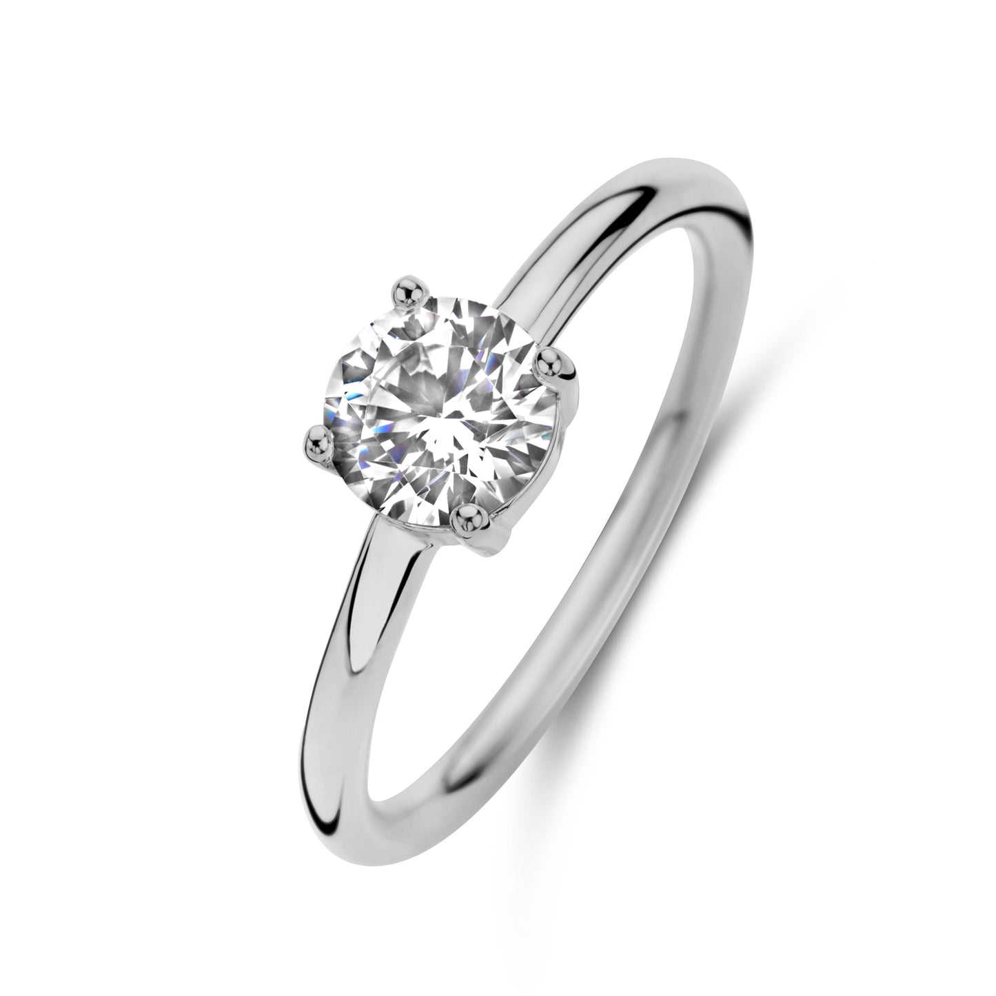 Damenring mit Zirkonia weiß rund 6mm Silber 925/000 rhodiniert - MeinSchmuckShop