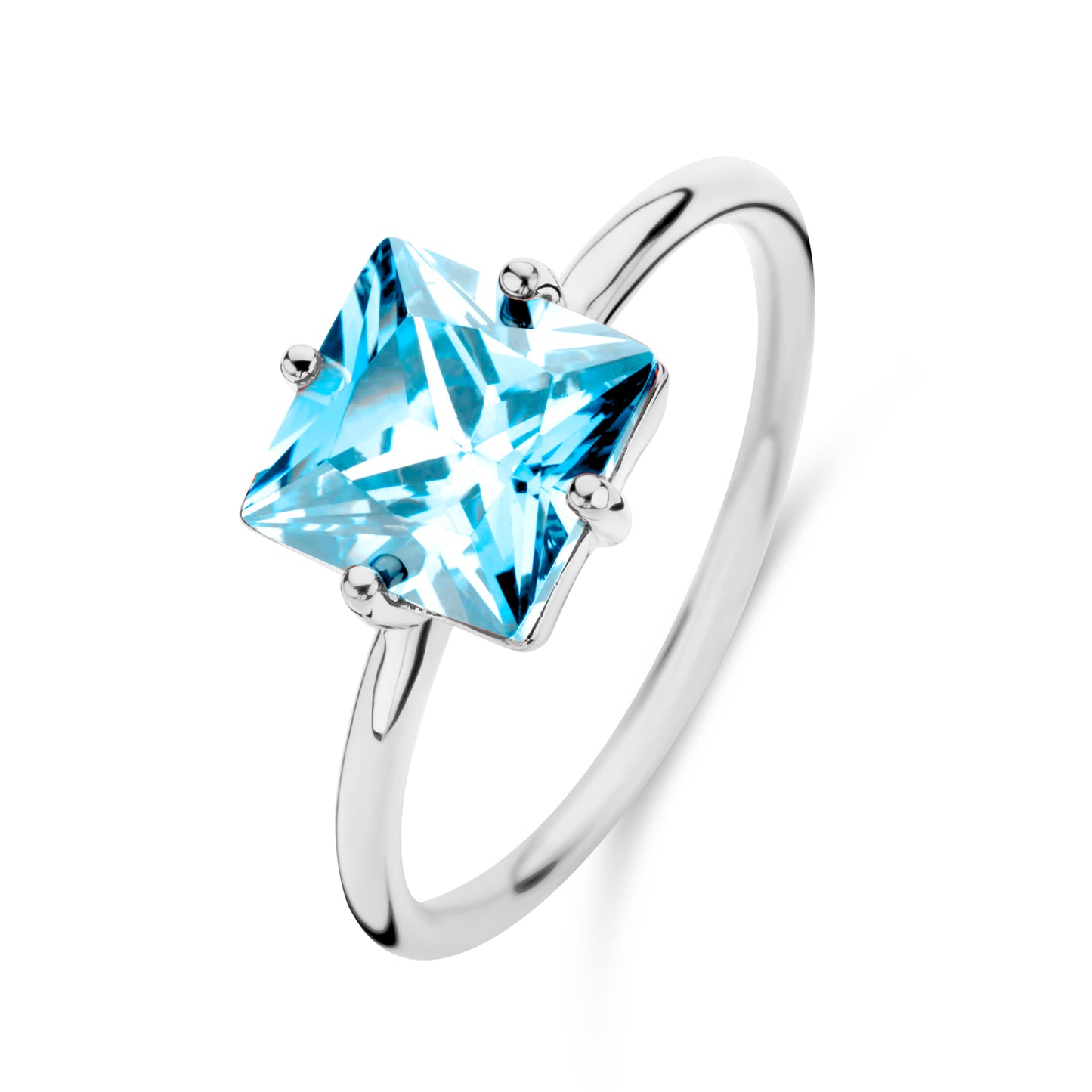 Damenring mit Zirkonia 8x8mm Hellblau Silber 925/000 - MeinSchmuckShop