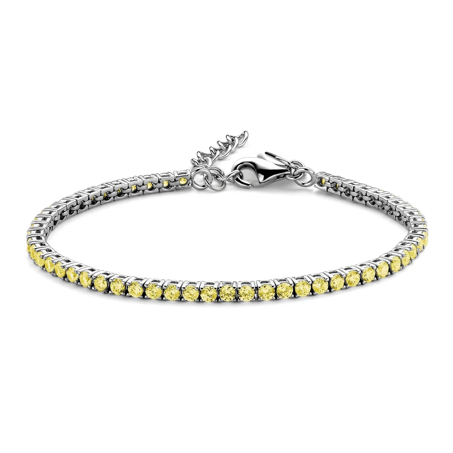 Tennisarmband mit Zirkonia gelb 3mm Silber 925/000 rhodiniert - MeinSchmuckShop